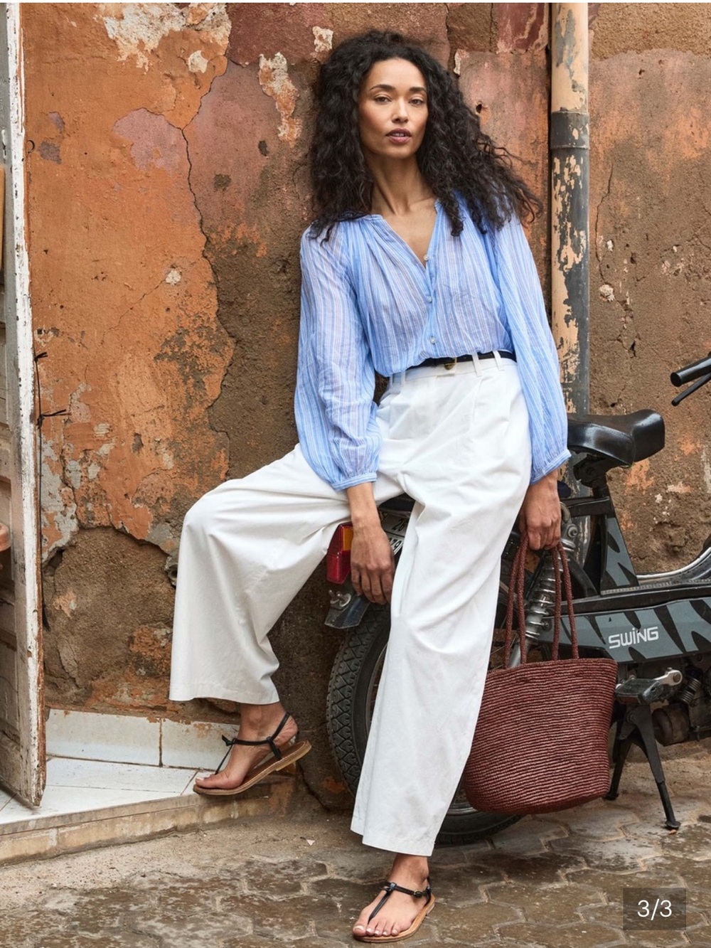 Doen Lisa High-Rise Wide-Leg Pants in White